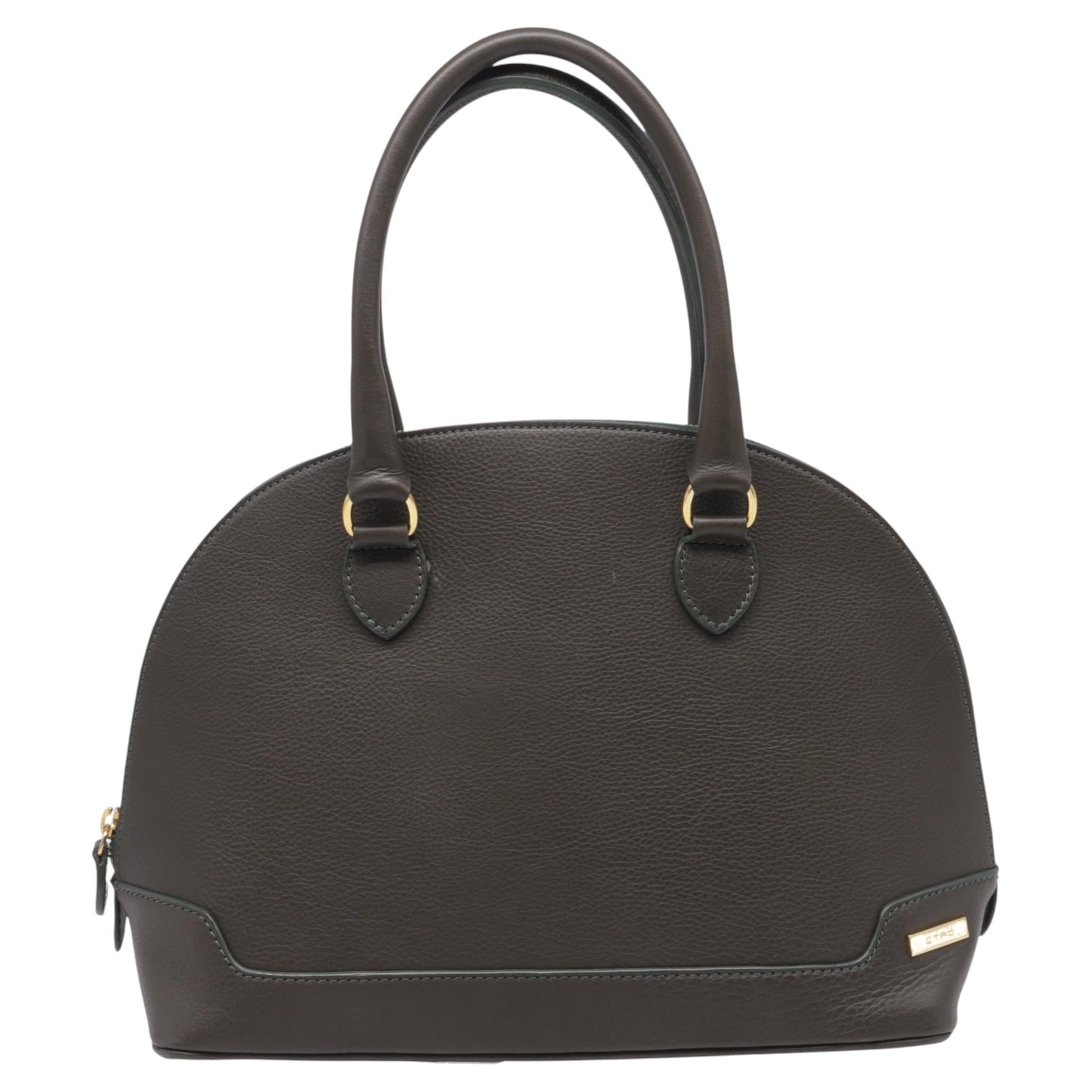 Etro-Handtasche mit Reißverschluss und gewölbtem Oberteil aus olivfarbenem Leder im Angebot