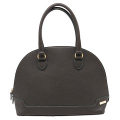 Etro Zipped Dome Top Handle Bag in Olive Leather
