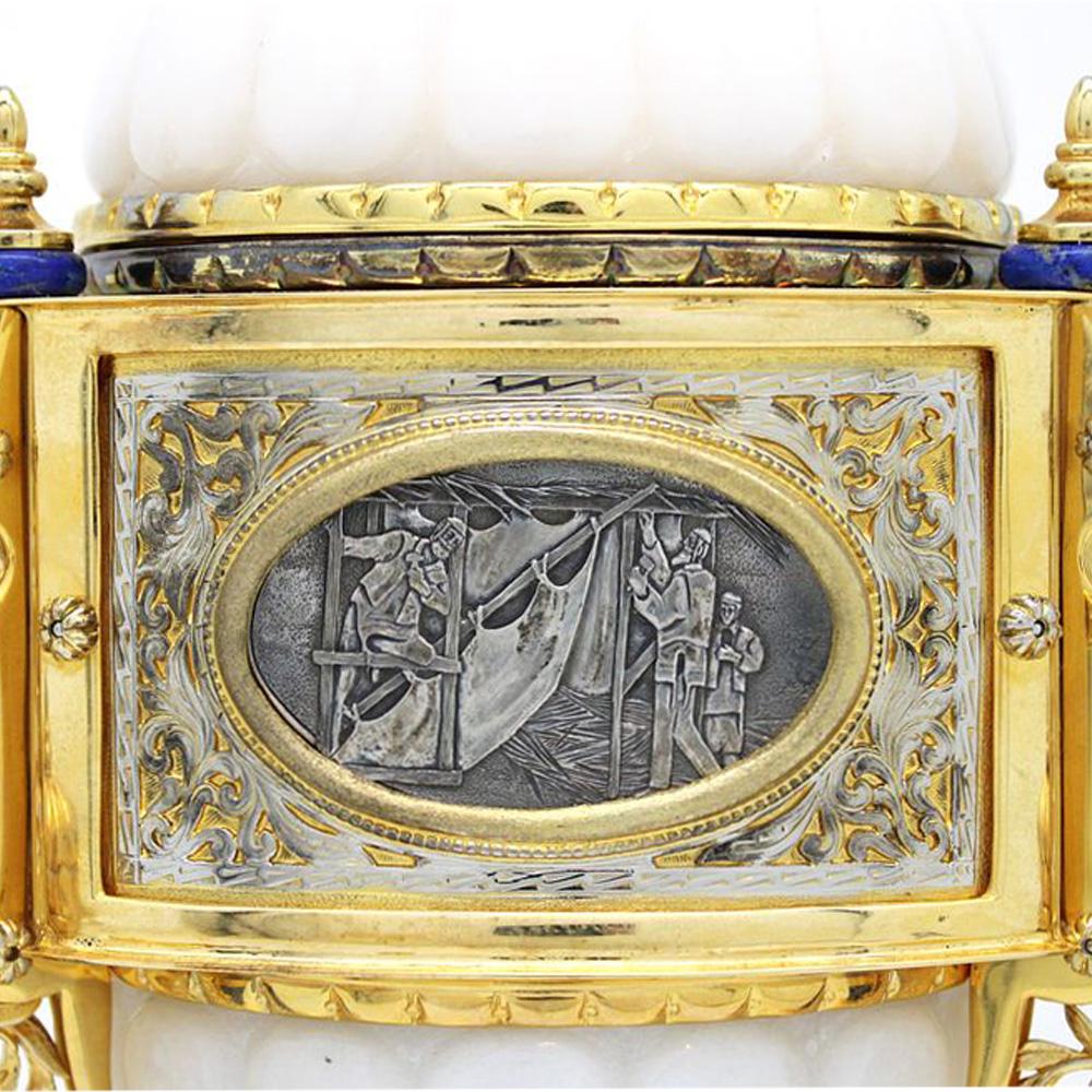 Scatola Etrog in marmo e argento dorato di Yaakov Davidoff, Gerusalemme, XX secolo in vendita 1