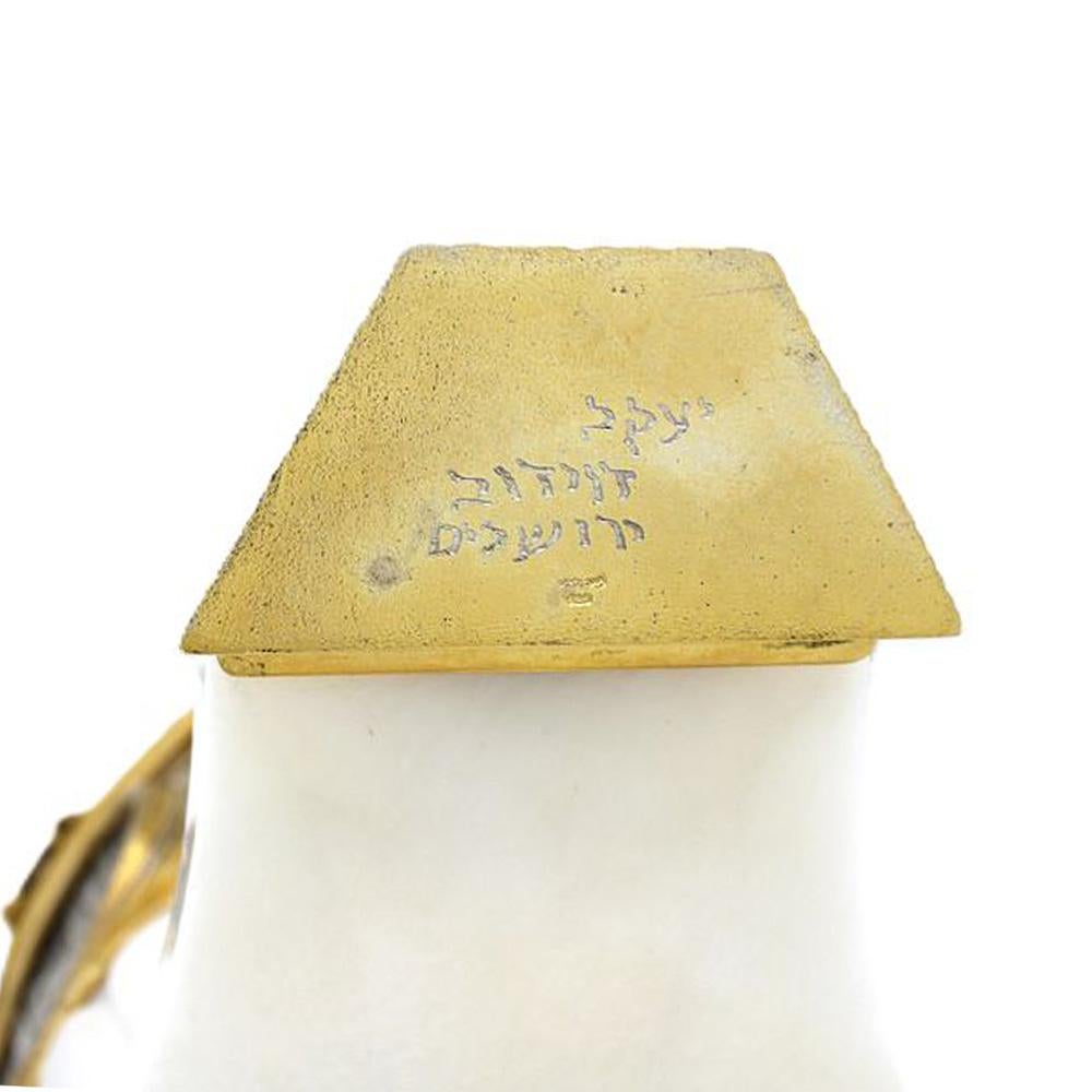 Scatola Etrog in marmo e argento dorato di Yaakov Davidoff, Gerusalemme, XX secolo in vendita 3