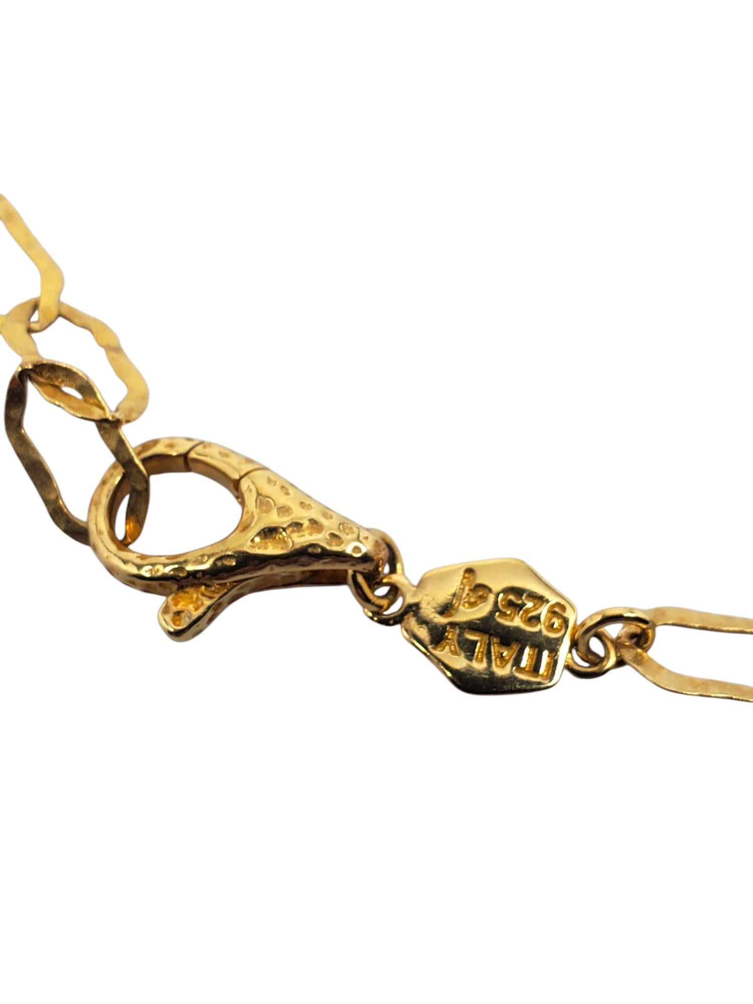 Etrusca - Collana in argento sterling con perline e catena a maglie dorate #21284 in vendita 2