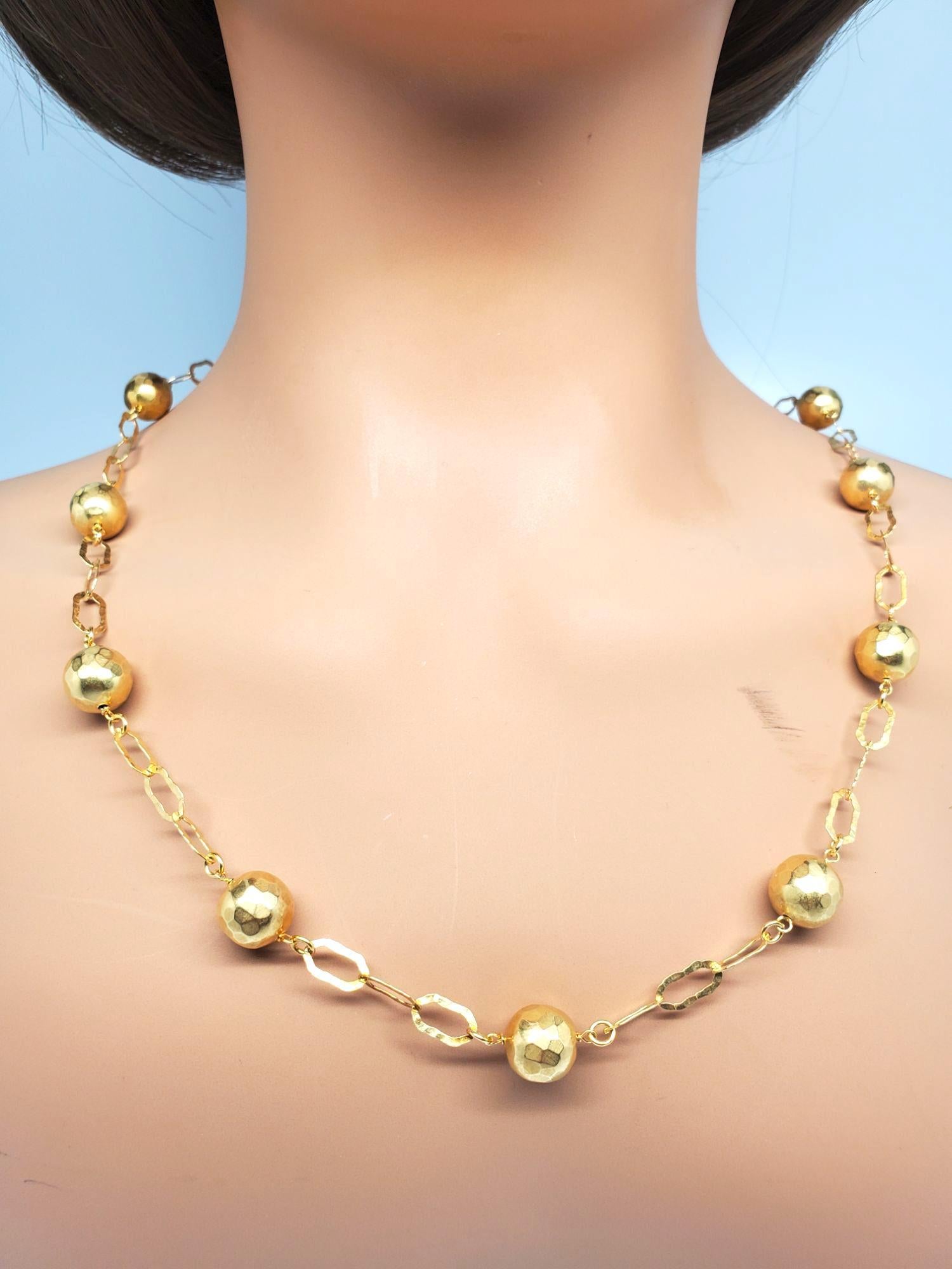 Etrusca - Collana in argento sterling con perline e catena a maglie dorate #21284 in vendita 4