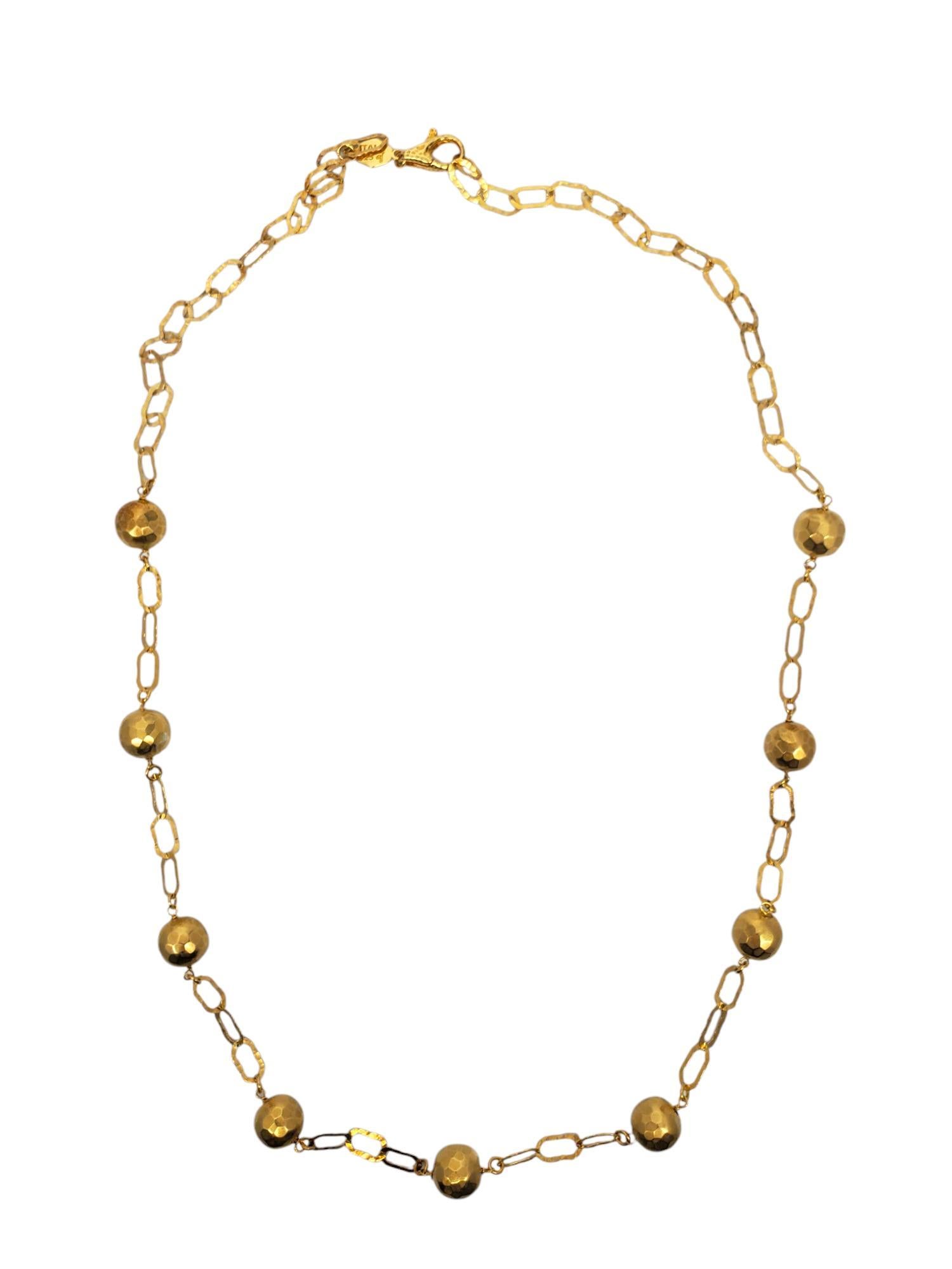 Etrusca Sterling Silver Gold-Tone Bead & Link Chain Necklace #21284