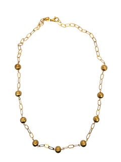 Etrusca Sterling Silver Gold-Tone Bead & Link Chain Necklace #21284