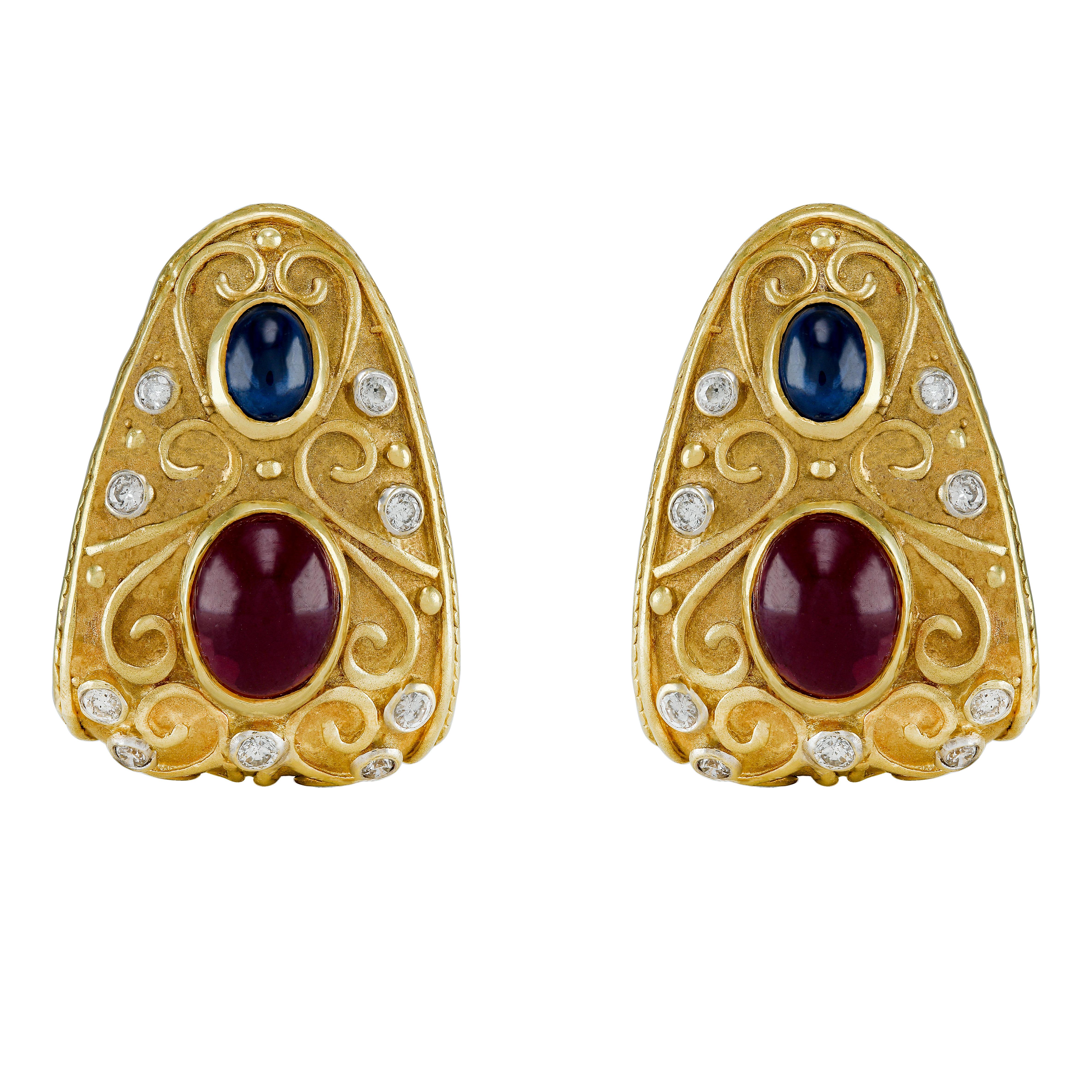 cabochon sapphire earrings
