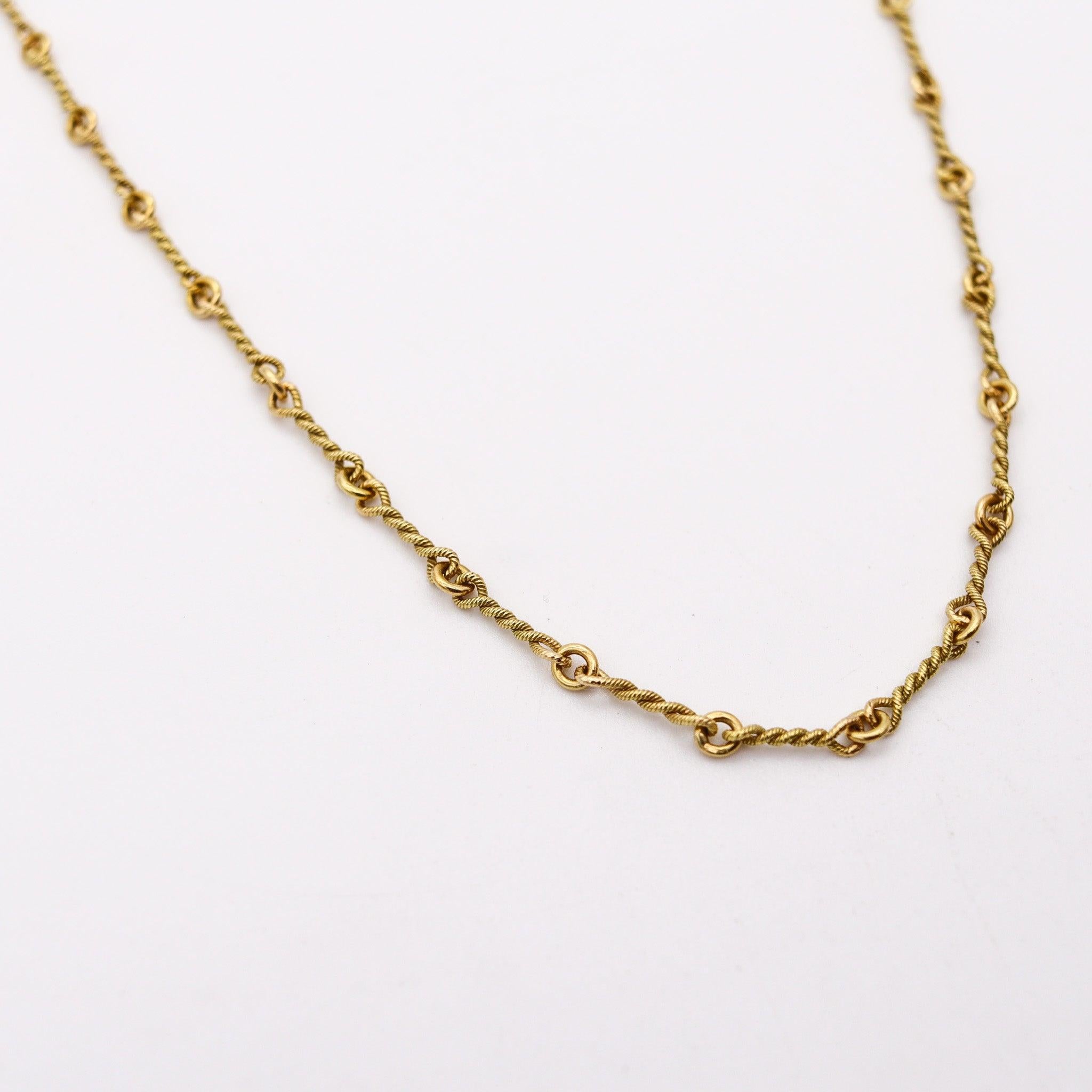 ETRUSCAN 1980 Chaîne à maillons torsadés de 16 pouces en or jaune massif 18Kt Excellent état - En vente à Miami, FL