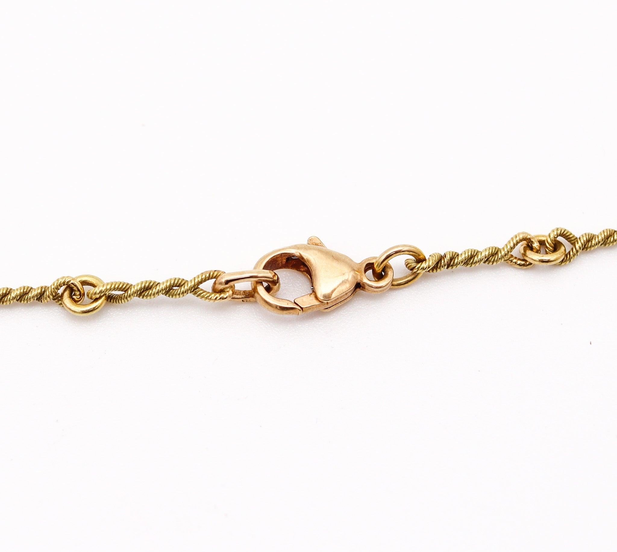 ETRUSCAN 1980 Chaîne à maillons torsadés de 16 pouces en or jaune massif 18Kt Pour femmes en vente