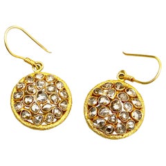 Etruscan 5 Carat Diamond Earrings Organic Style 18 Karat Yellow Gold