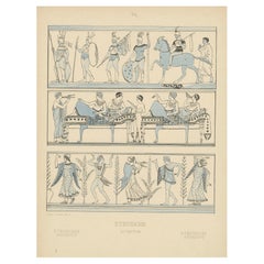 Etruscan Antiquity Plate with Warriors, Banquet and Dancers, Wasmuth c.1910