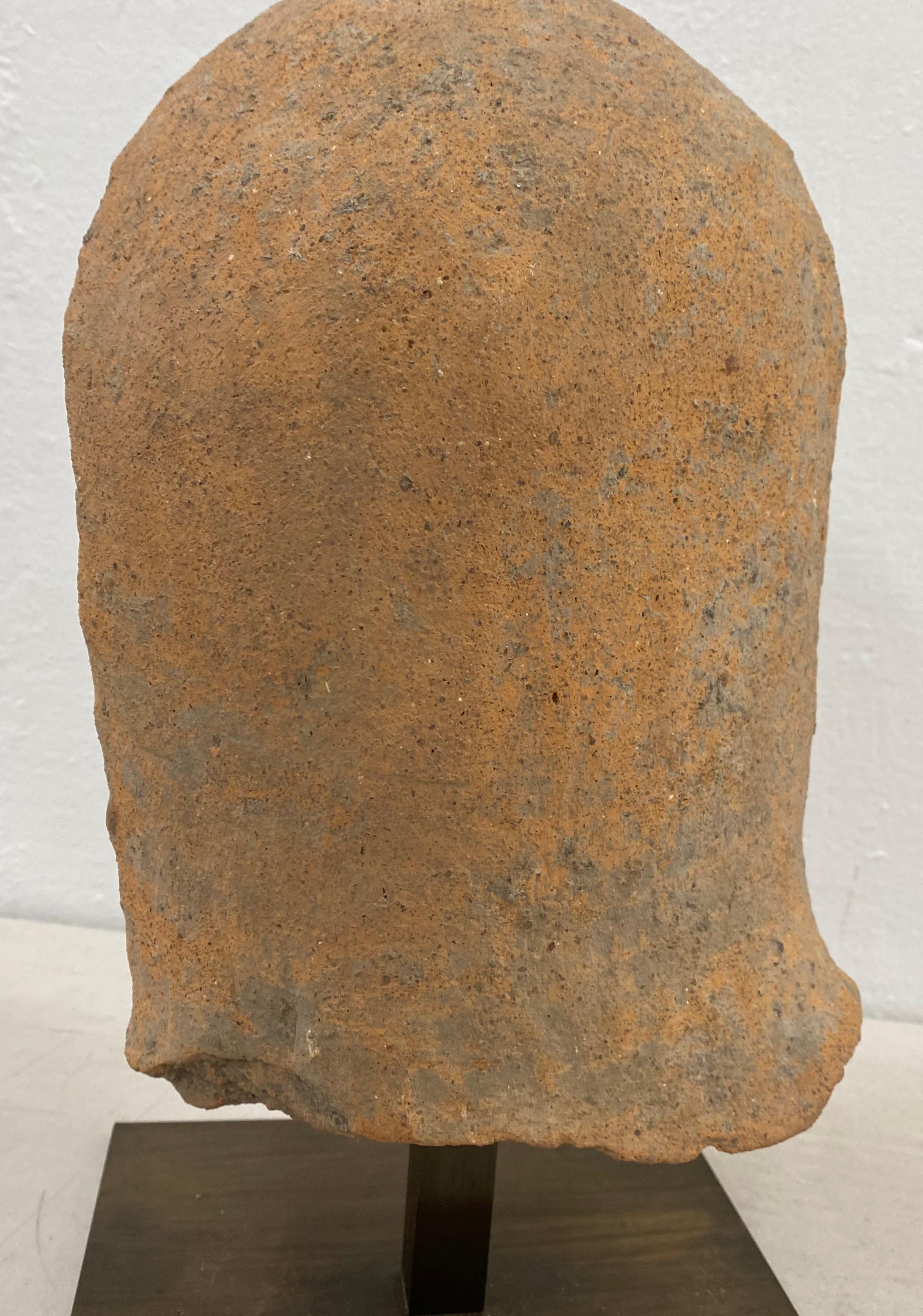 18th Century and Earlier Etruscan Antiquity Terracotta Head with Stand