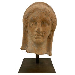 Etruscan Antiquity Terracotta Head with Stand