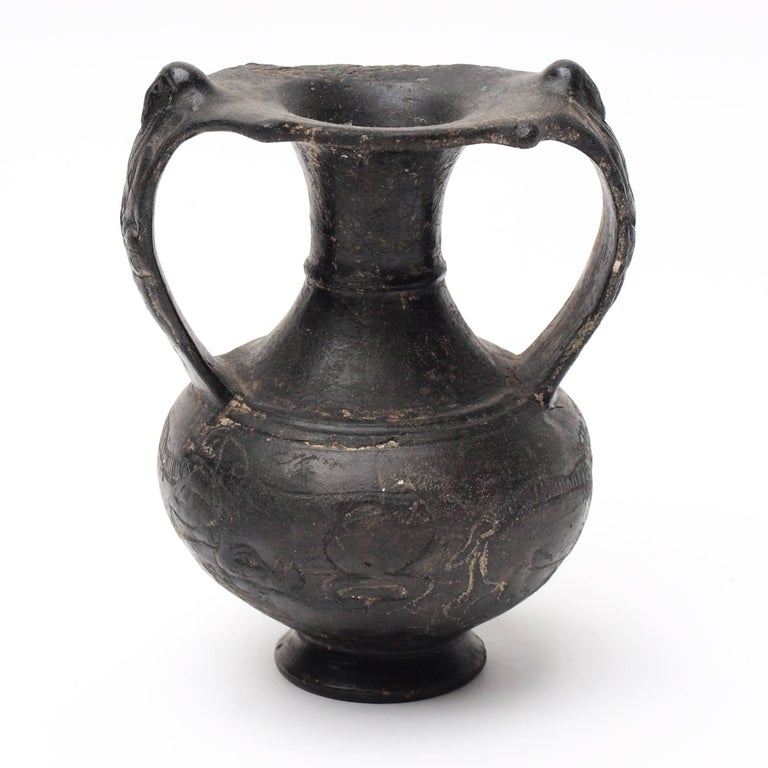 Etruscan "Bucchero" Black Ware Two Handle Vase For Sale at 1stDibs