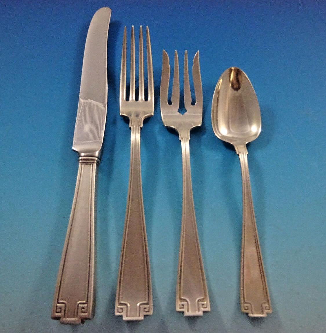 20th Century Etruscan by Gorham Sterling Silver Flatware Set For 12 Service 48 Pieces For Sale