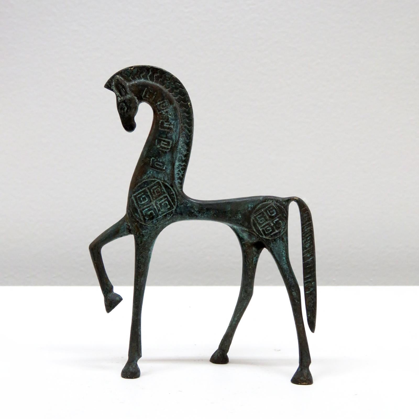 Mid-Century Modern Etruscan Horse Bronze Sculpture in style of Frederick Weinberg, 1960 For Sale