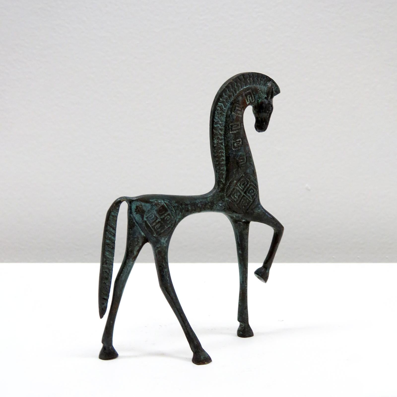 Patinated Etruscan Horse Bronze Sculpture in style of Frederick Weinberg, 1960 For Sale
