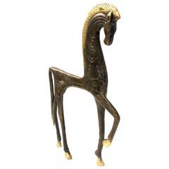 Etruscan Horse Patinated Brass Sculpture Attributed to Francesco Simoncini