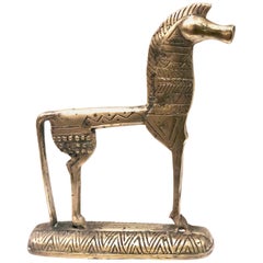Etruscan Horse Patinated Brass Sculpture