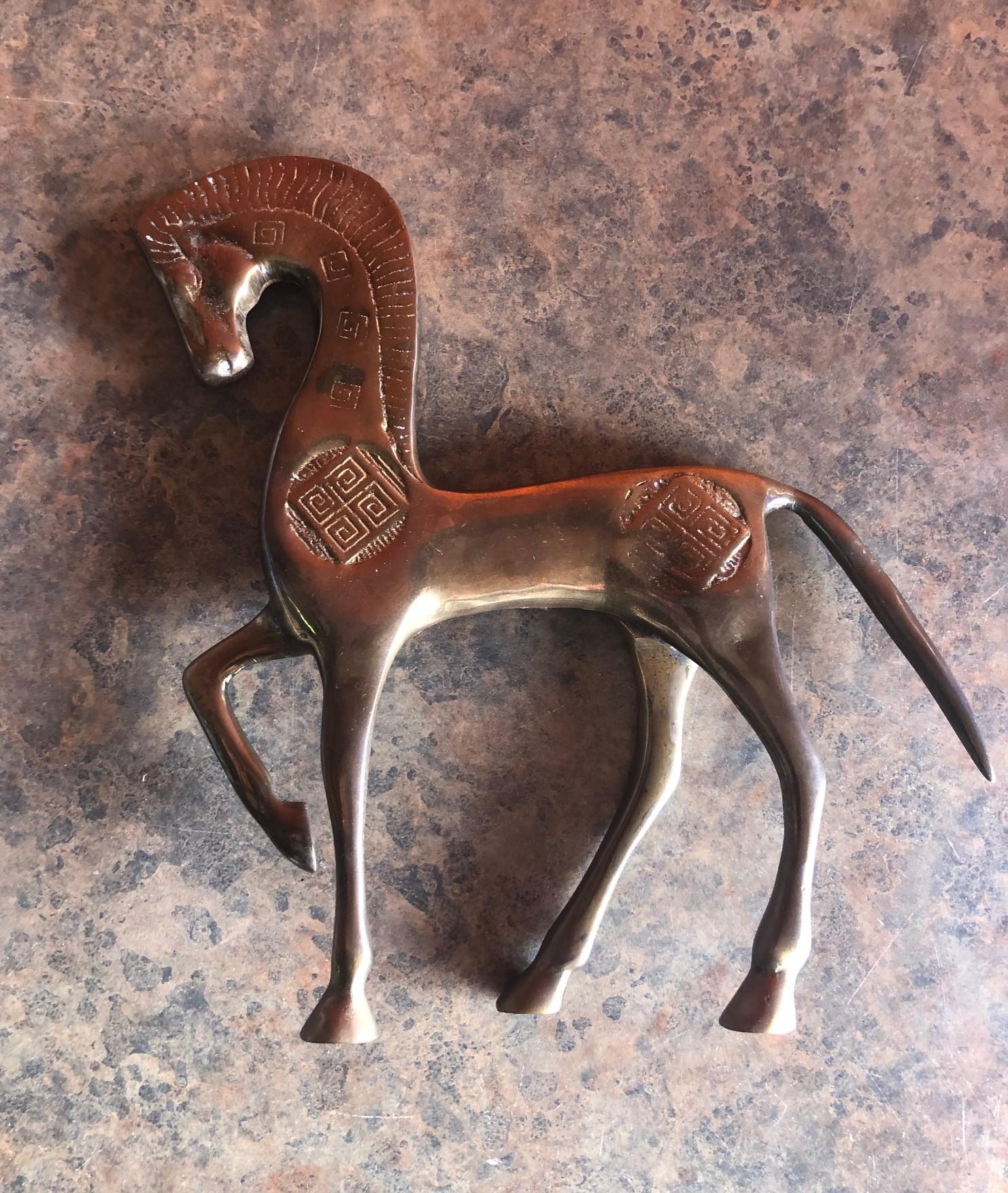 American Etruscan Horse Patinated Brass Sculpture in the Style of Frederic Weinberg