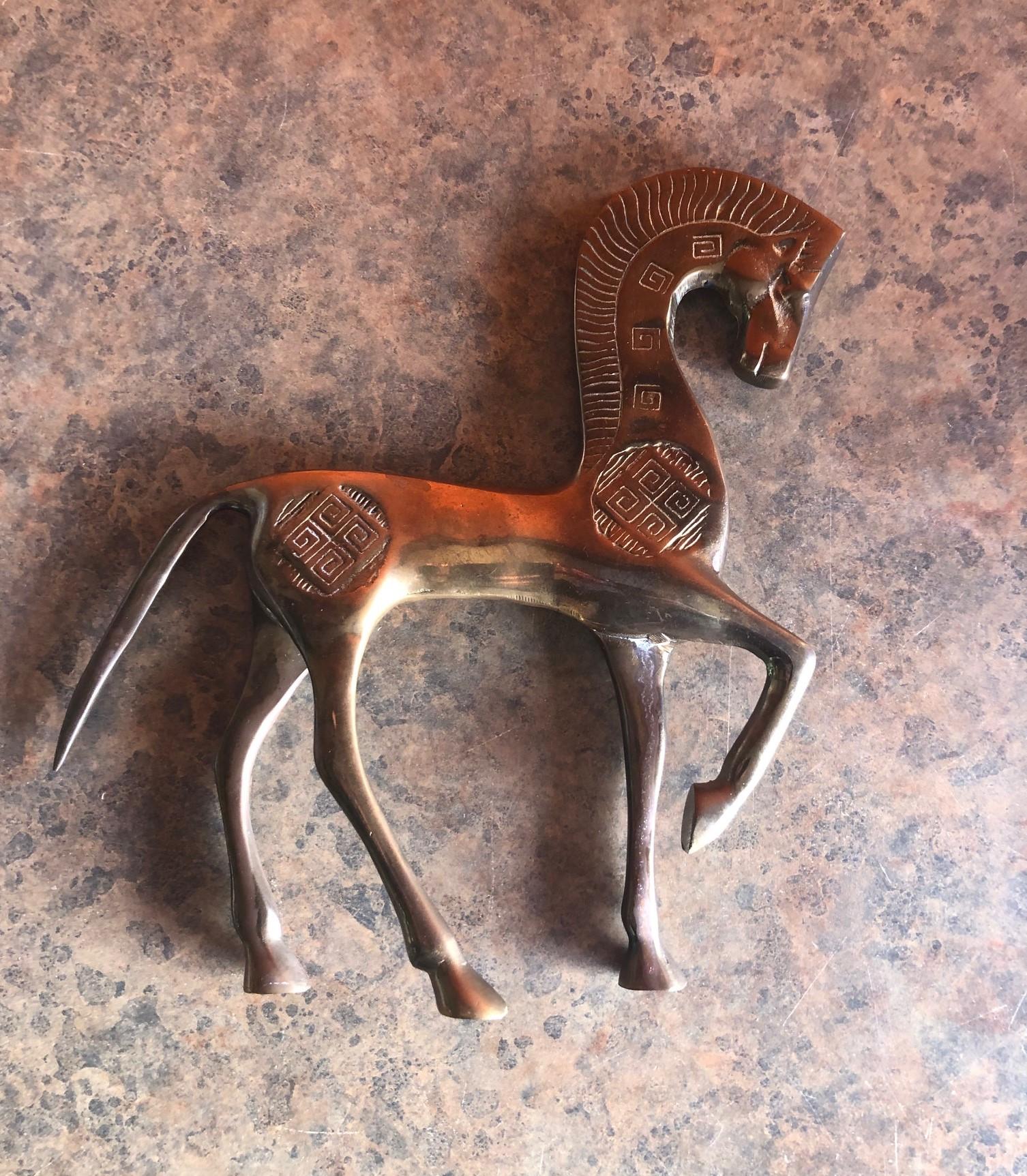 Etruscan Horse Patinated Brass Sculpture in the Style of Frederic Weinberg In Good Condition In San Diego, CA