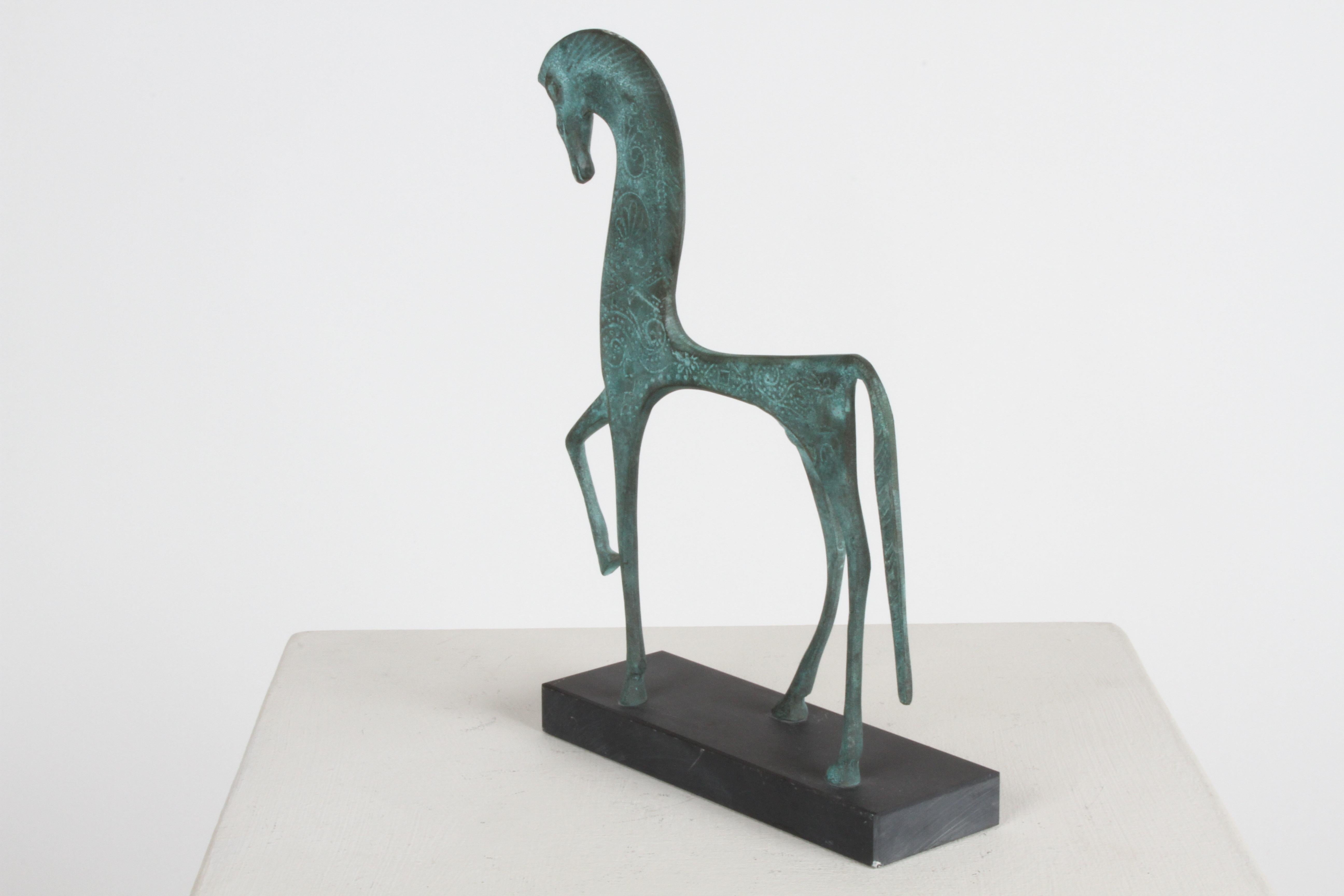 Italian Etruscan Horse Patinated Bronze Sculpture by Francesco Simoncini, Italy