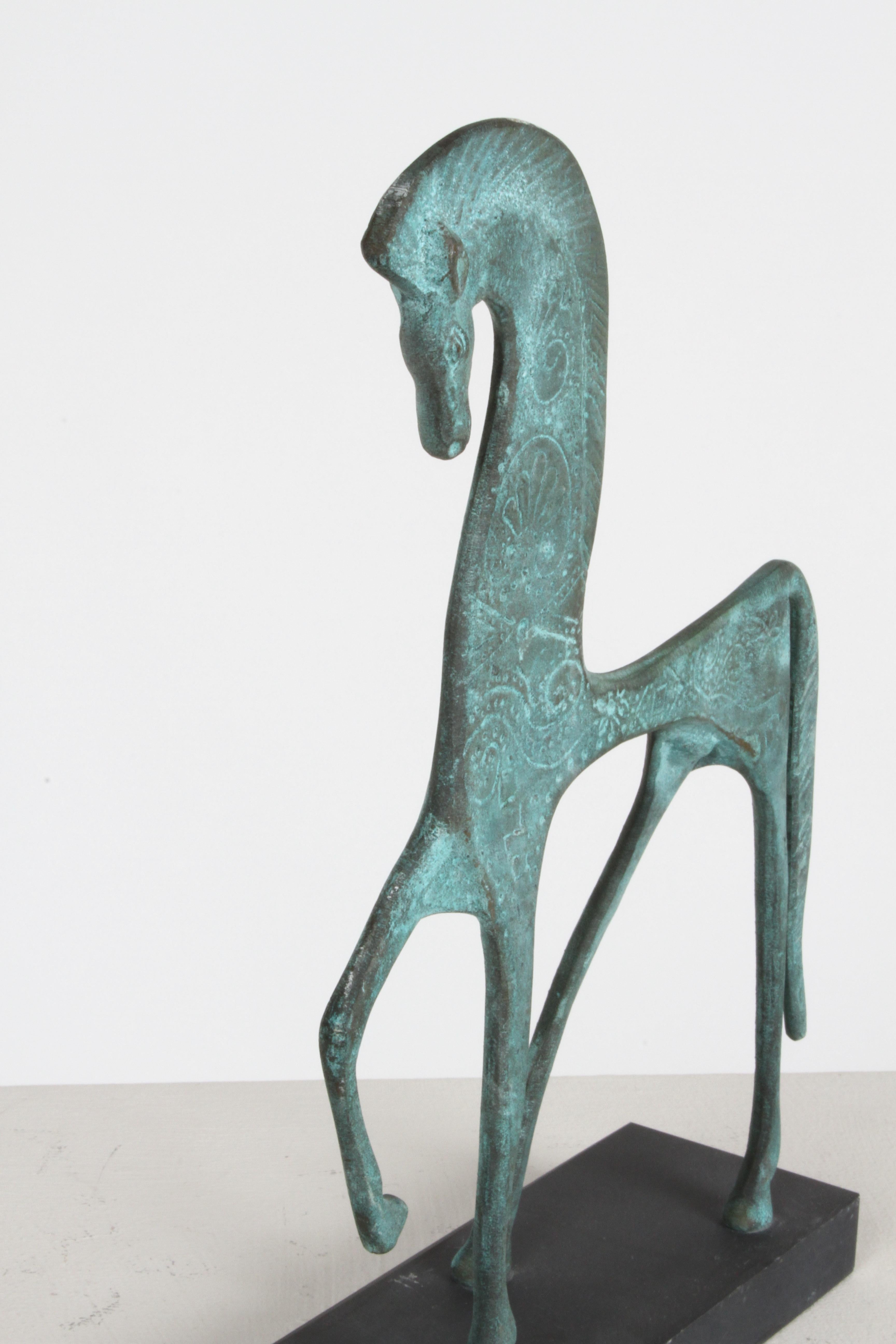 Etruscan Horse Patinated Bronze Sculpture by Francesco Simoncini, Italy 1