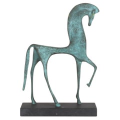 Sculpture étrusque en bronze patiné représentant un cheval, Francesco Simoncini, Italie