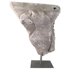 Antique Etruscan 'Italian' Fragment in White Marble, with the Image of a Griffin