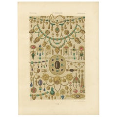 Etruscan Jewelry Print – Antique Lithograph of Gold & Gem Ornament Designs, 1869