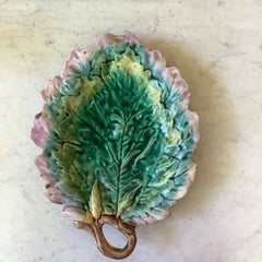 Etruscan Majolica Leaf Handled Platter, circa 1890