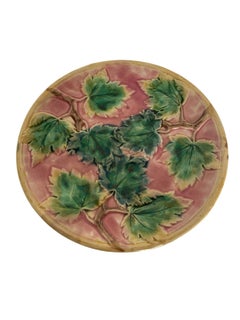 Etruscan Majolica Maple Leaf Compote on Pink Ground, by Griffin, Smith & Hill