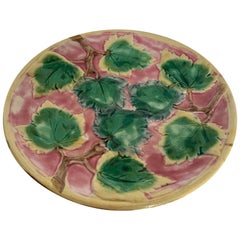 Antique Etruscan Majolica Maple Leaf Compote on Pink Ground, by Griffin, Smith & Hill