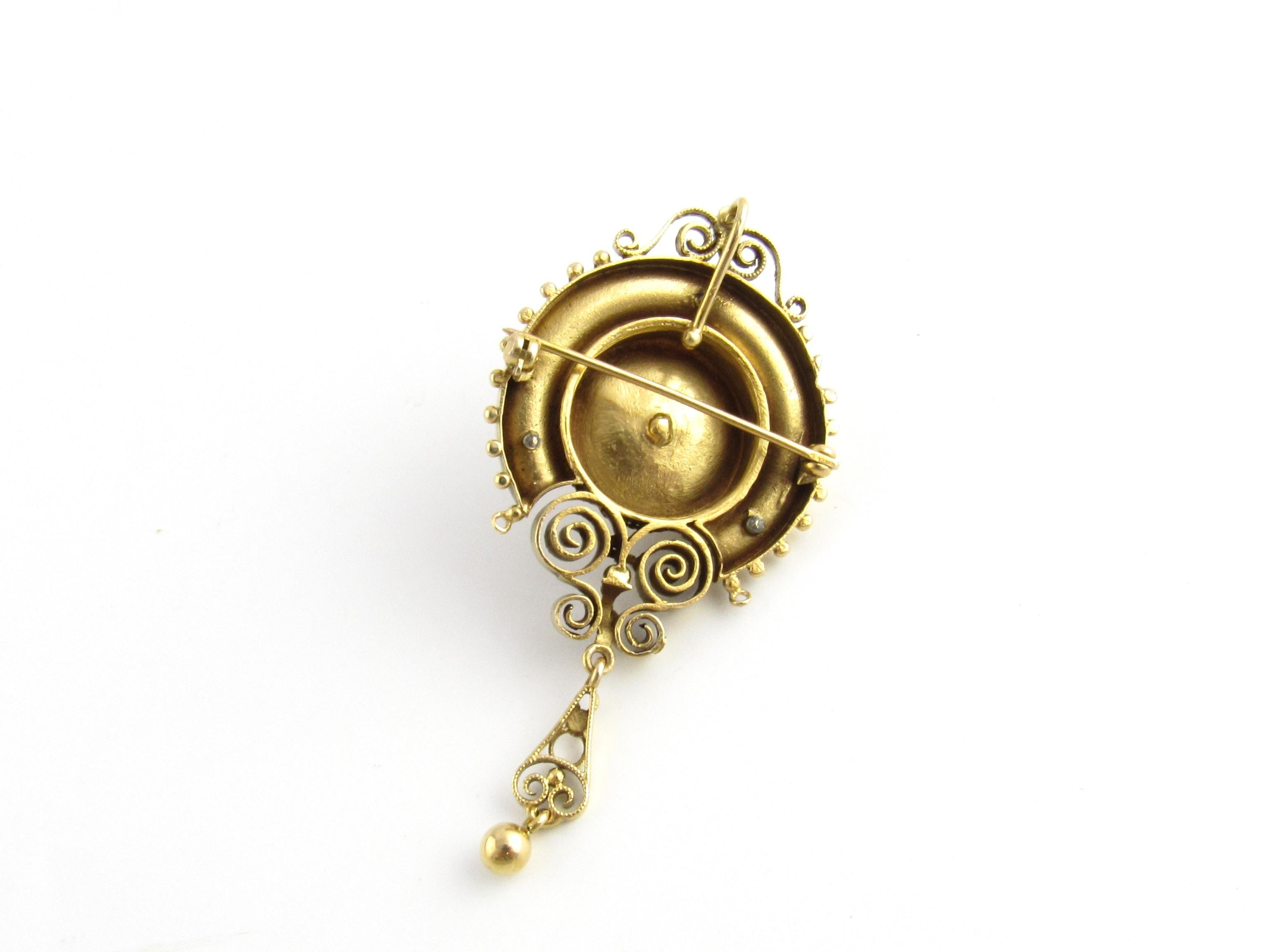 Etruscan Revival 14K Yellow Gold and Mabe Pearl Pin Pendant For Sale 1