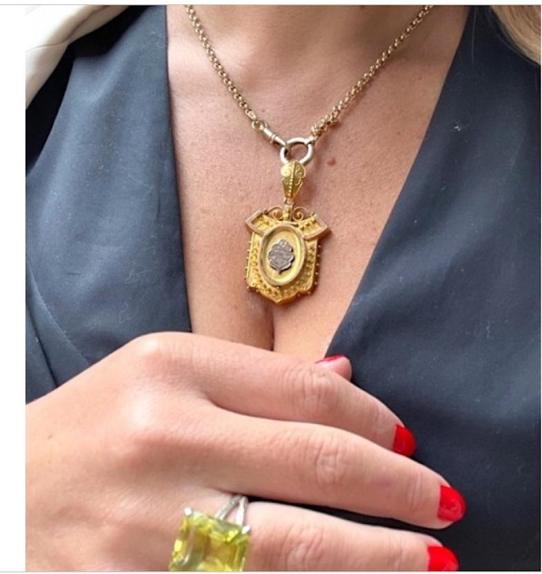 Etruscan Revival 15k Gold Victorian Large Locket In Good Condition For Sale In New York, NY