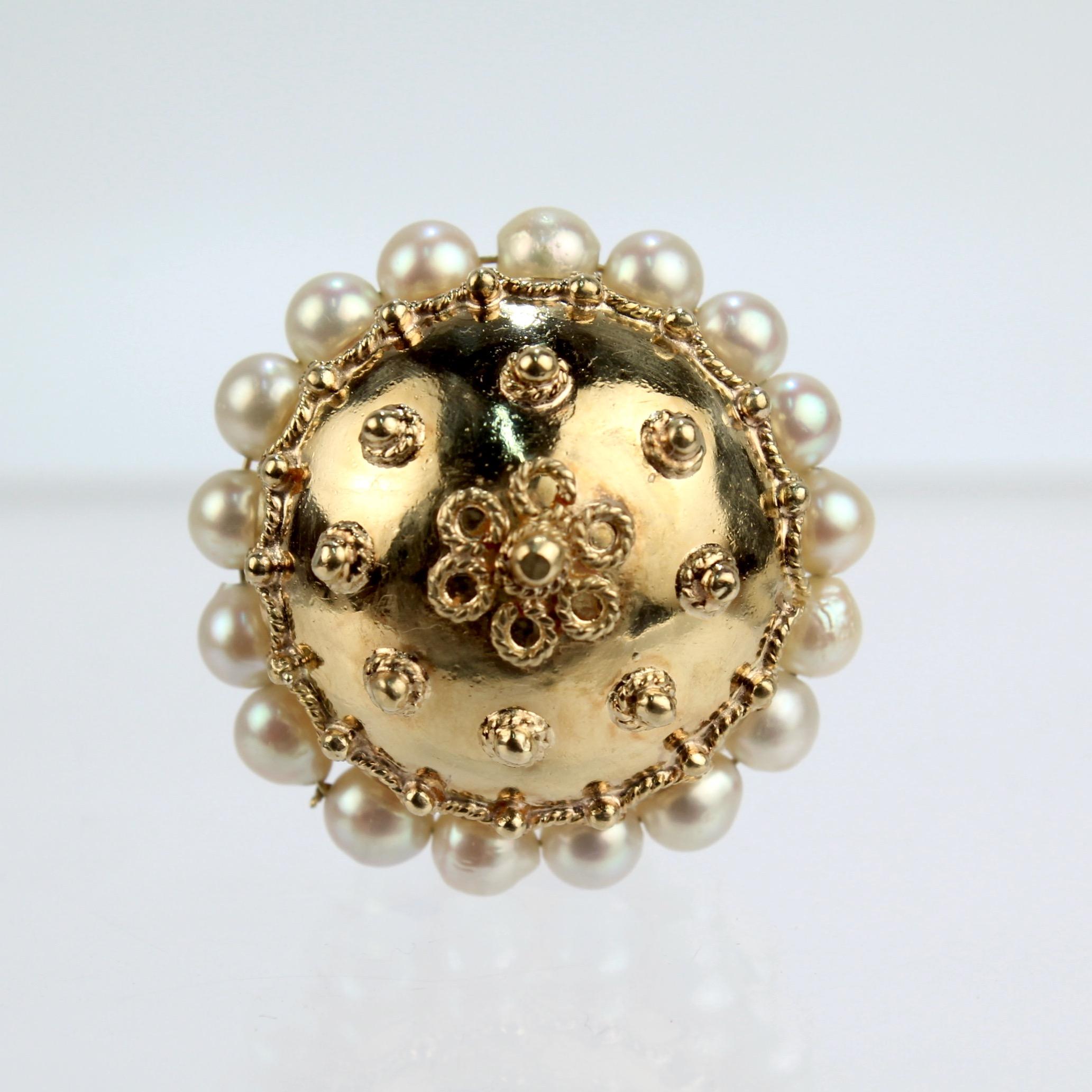 Etruscan Revival 18 Karat Gold, Amethyst, and Pearl Charm or Pendant at ...