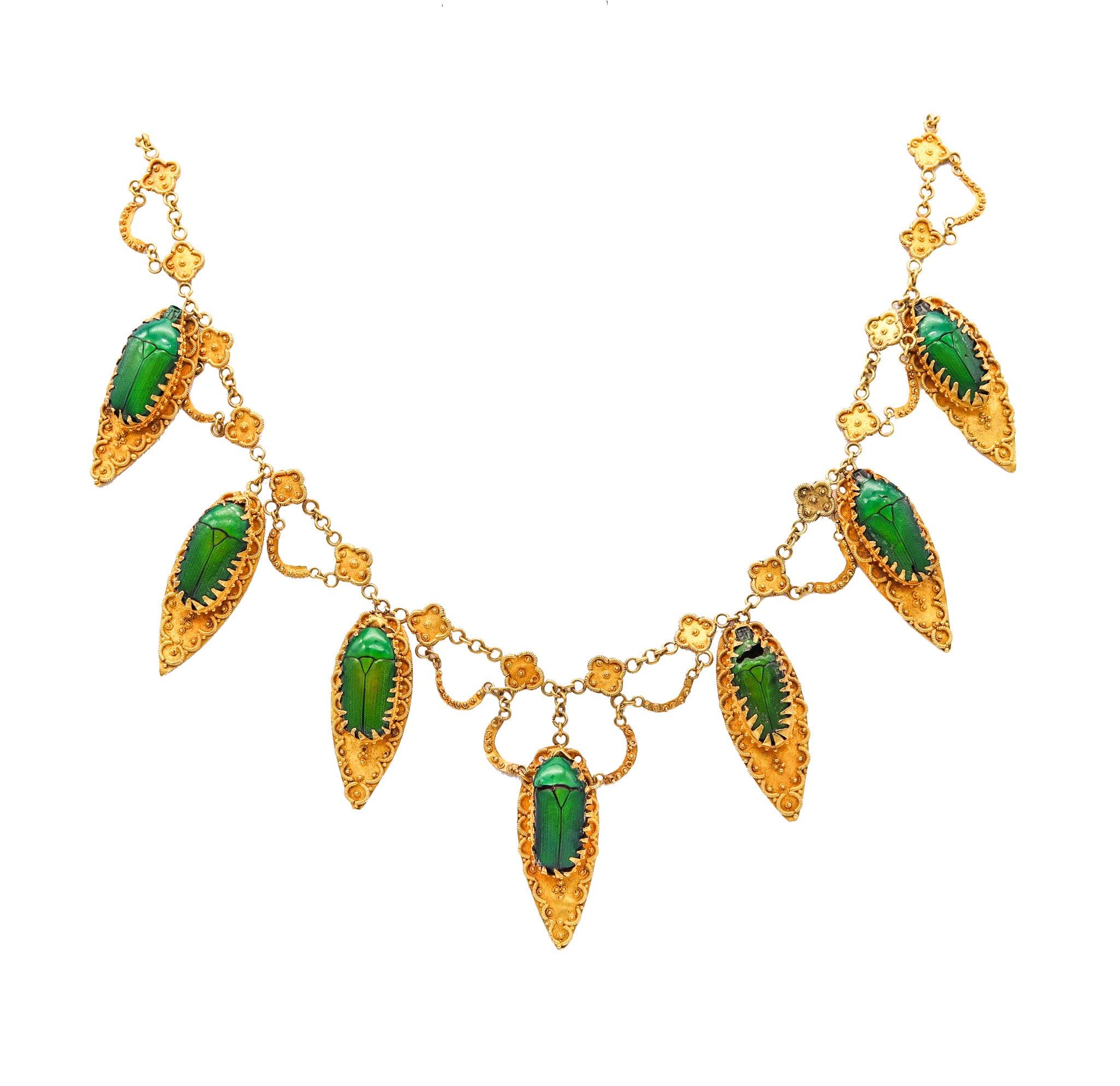 Collier feston victorien étrusque de 1870 en or 19 carats en vente 1