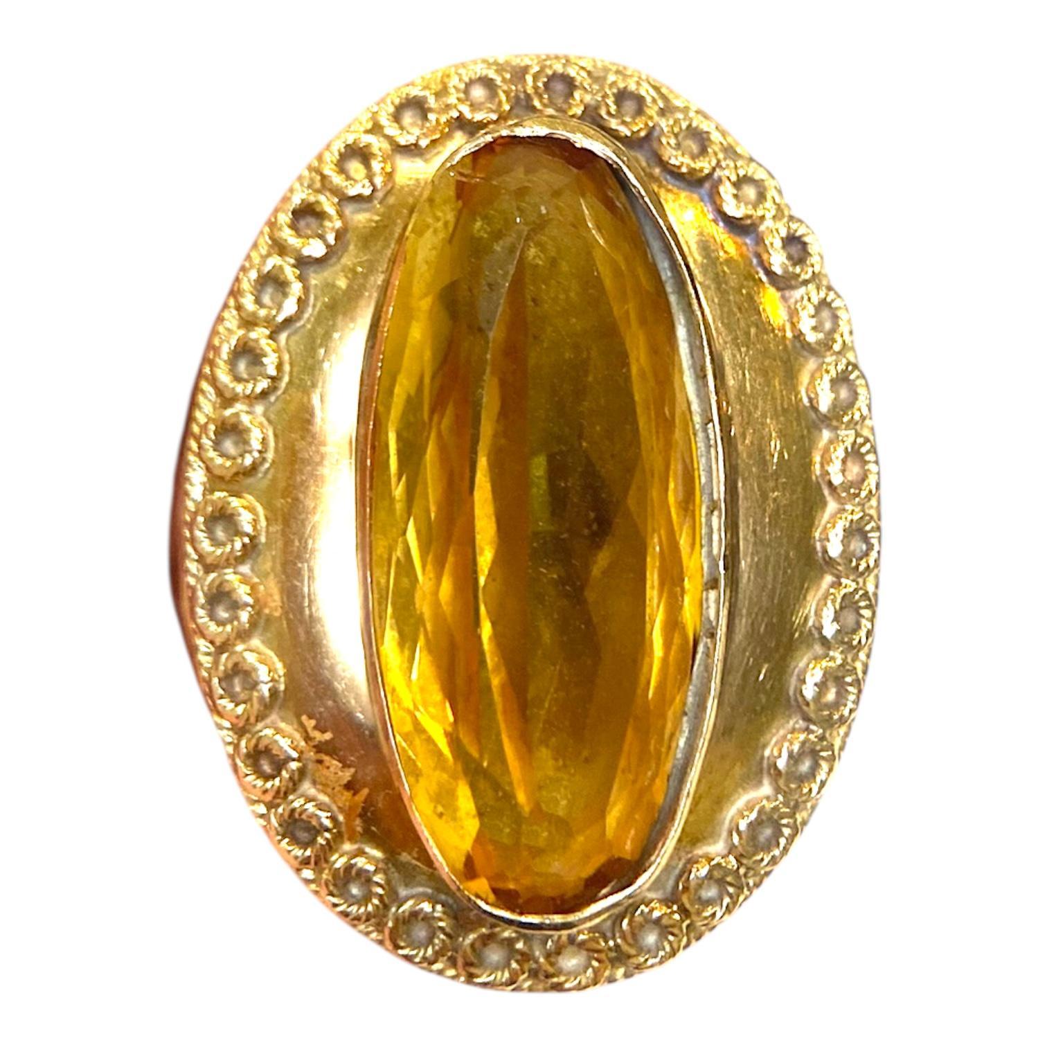 Pendentif à breloques en or 18K avec citrine de style néo-étrusque Pour femmes en vente