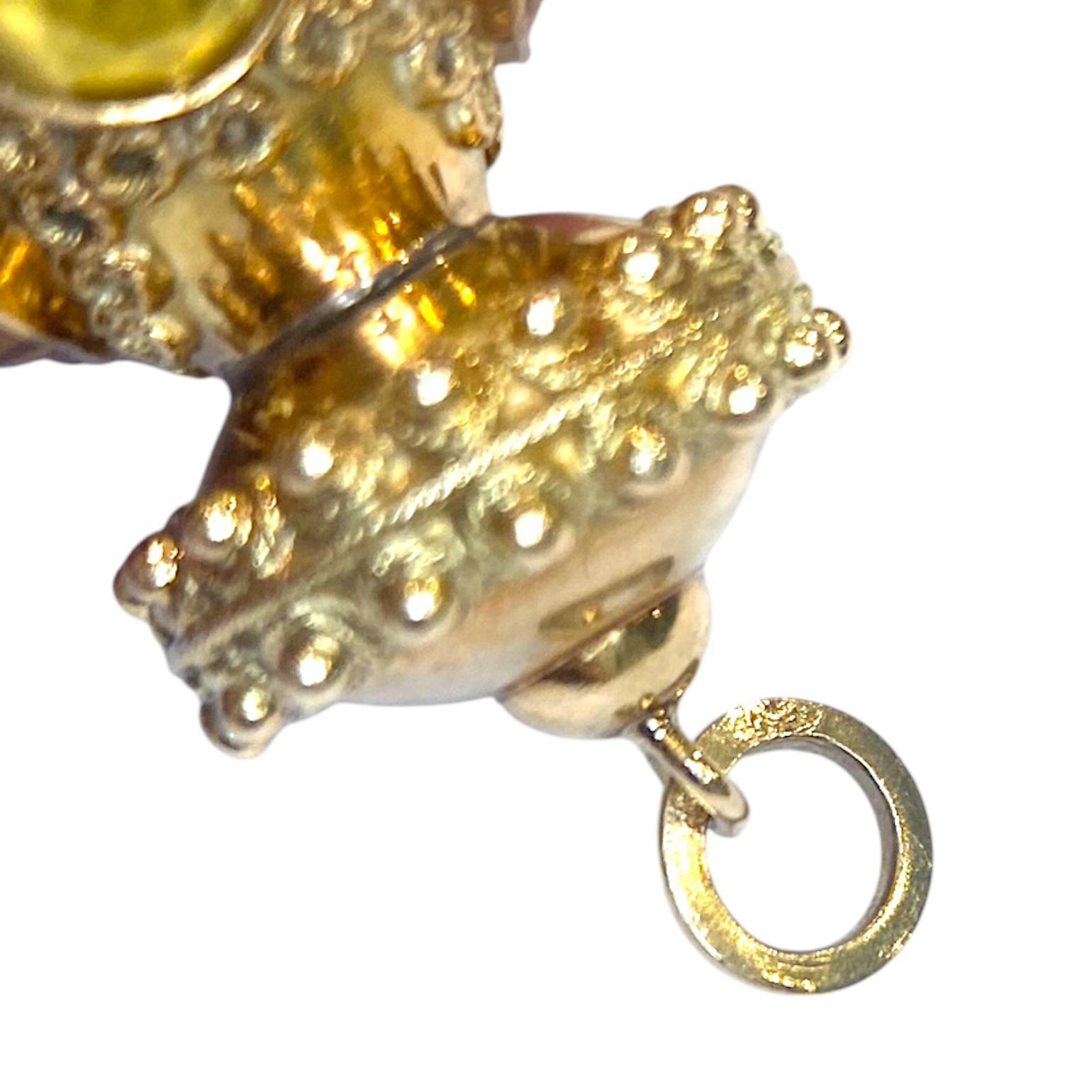 Pendentif à breloques en or 18K avec citrine de style néo-étrusque en vente 3