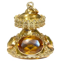 Etruscan Revival 18K Gold Citrin Charm Anhänger
