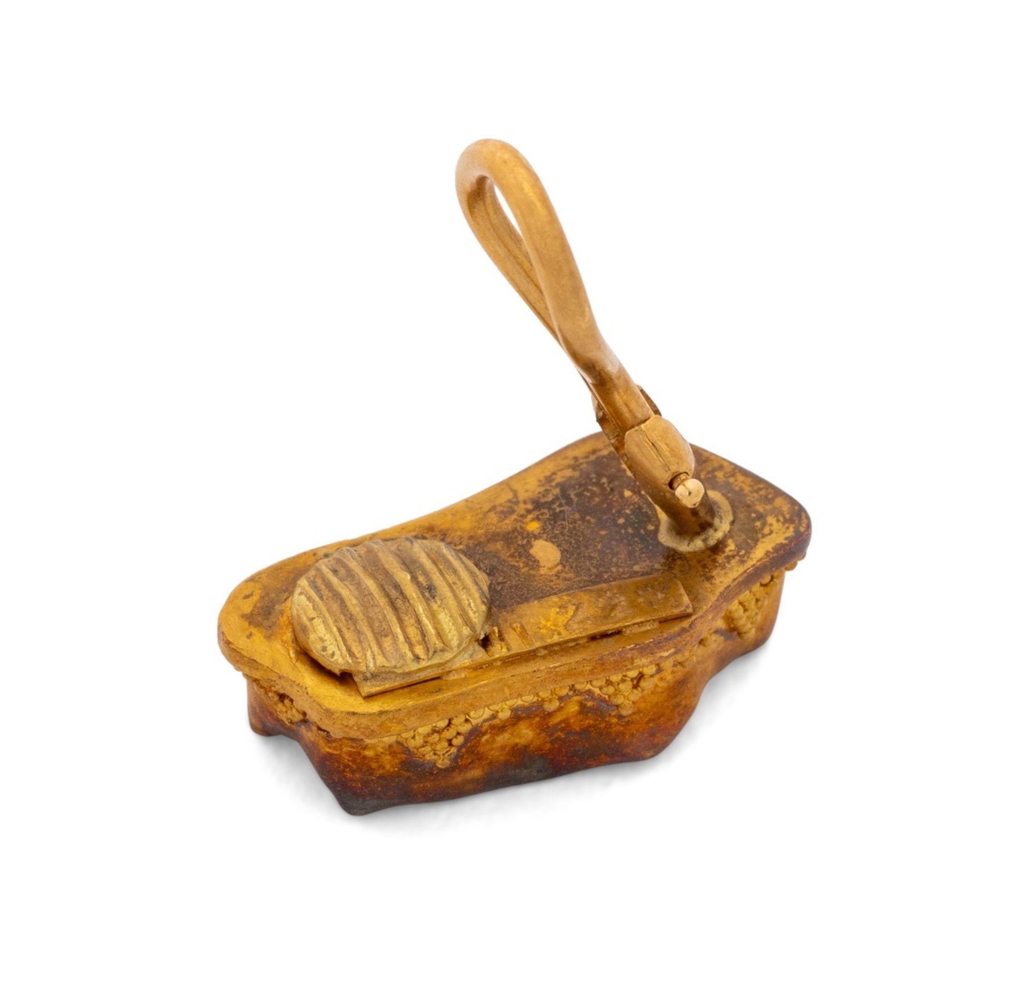 Etruscan Revival 22K Gold Baroque Pearl Earrings For Sale 1