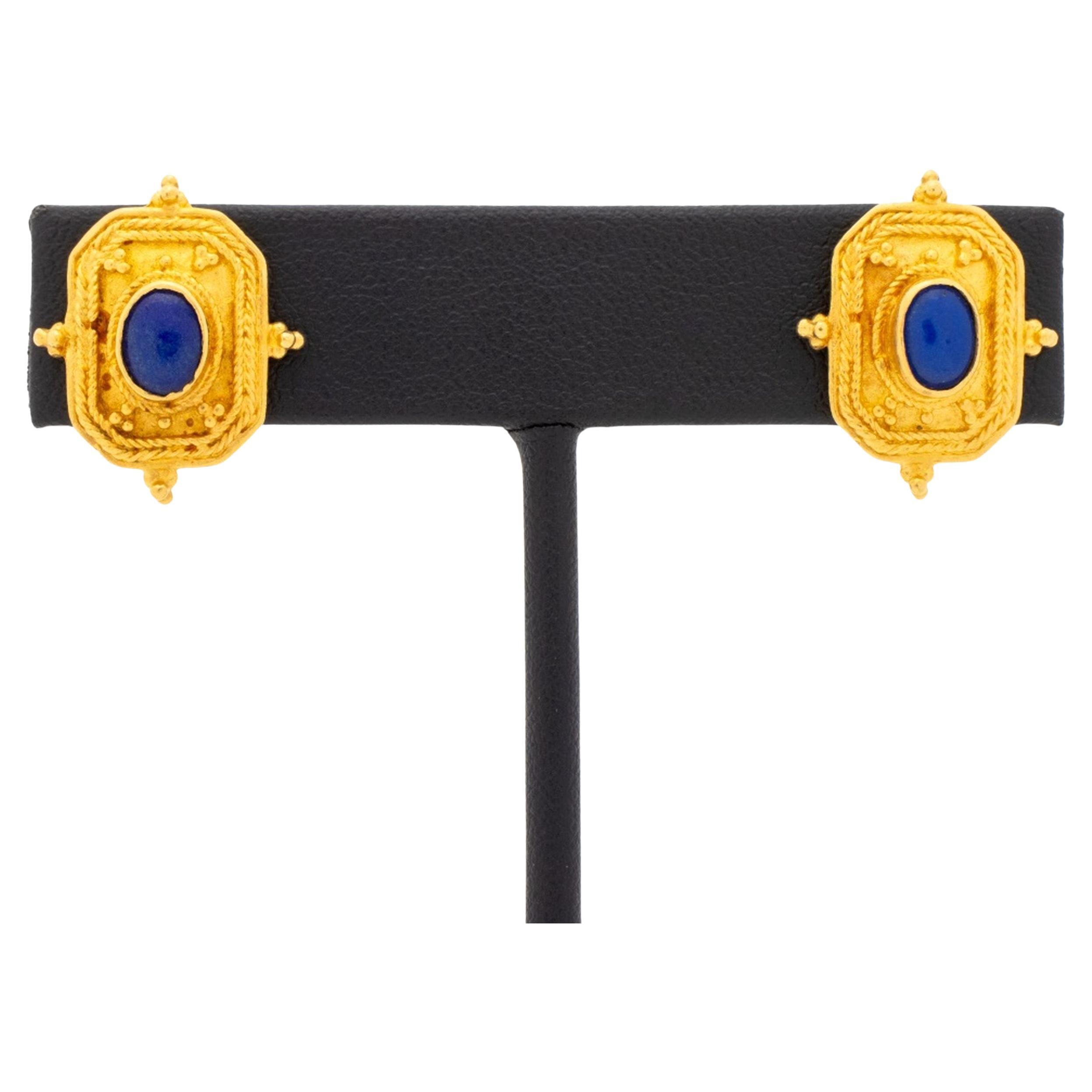 Etruscan Revival 22K Gold Granulation Earrings For Sale