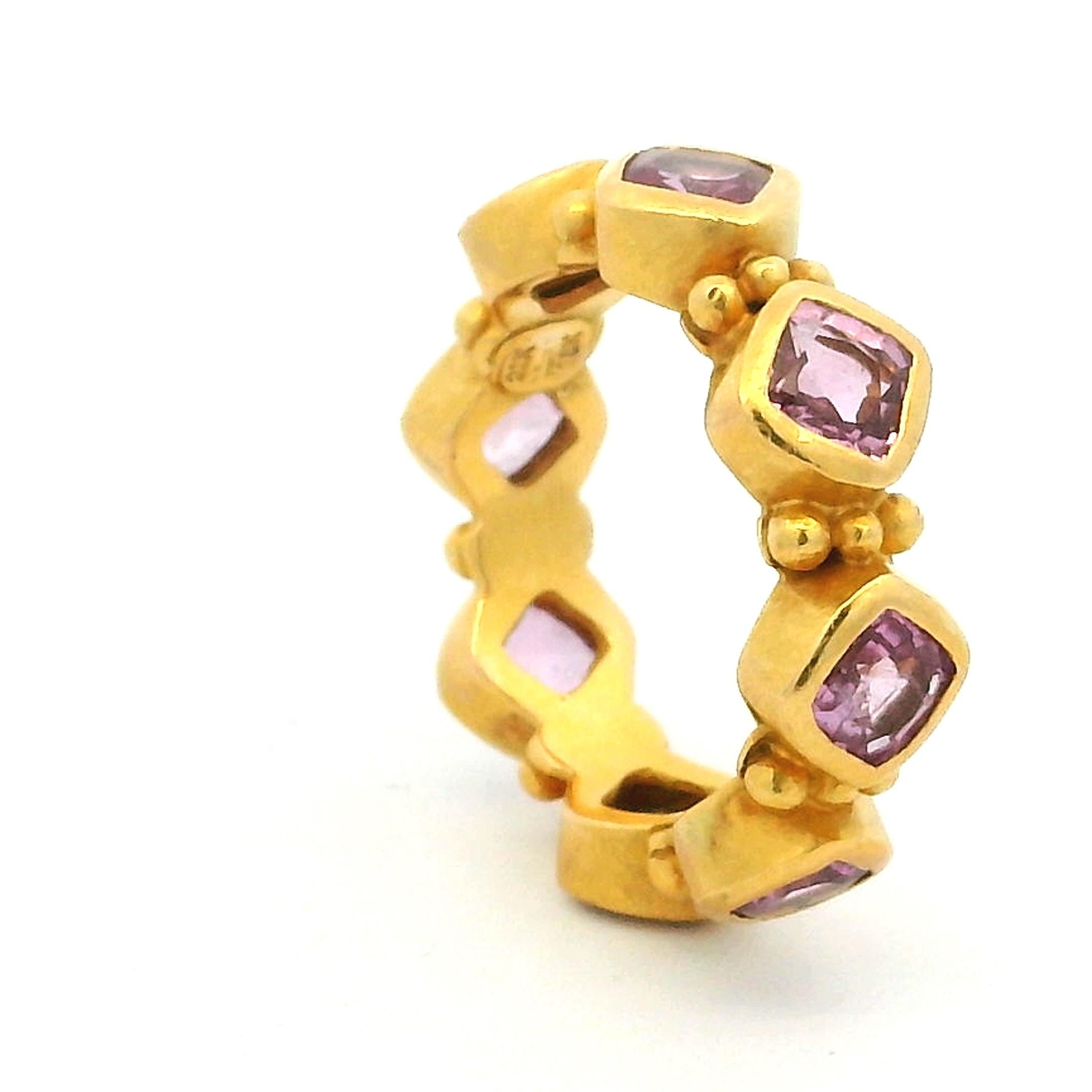 Anillo Eterno Revival Etrusco de Oro Amarillo de 22 K con Turmalina Rosa, Italiano en venta 5