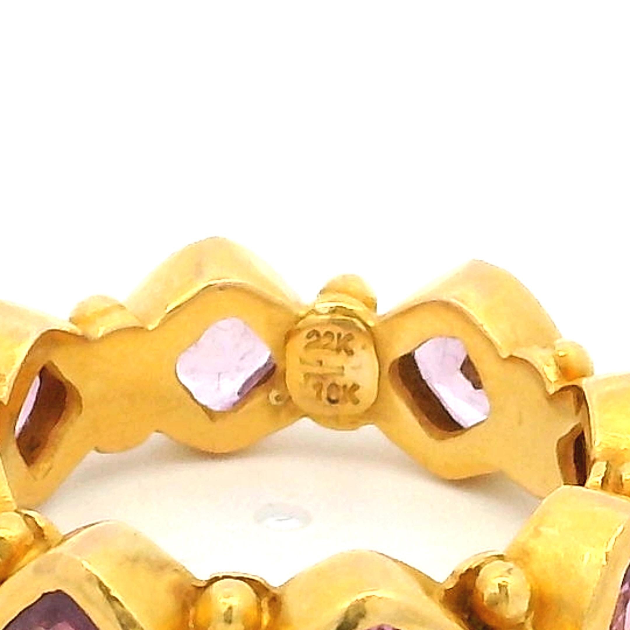 Anillo Eterno Revival Etrusco de Oro Amarillo de 22 K con Turmalina Rosa, Italiano en venta 6