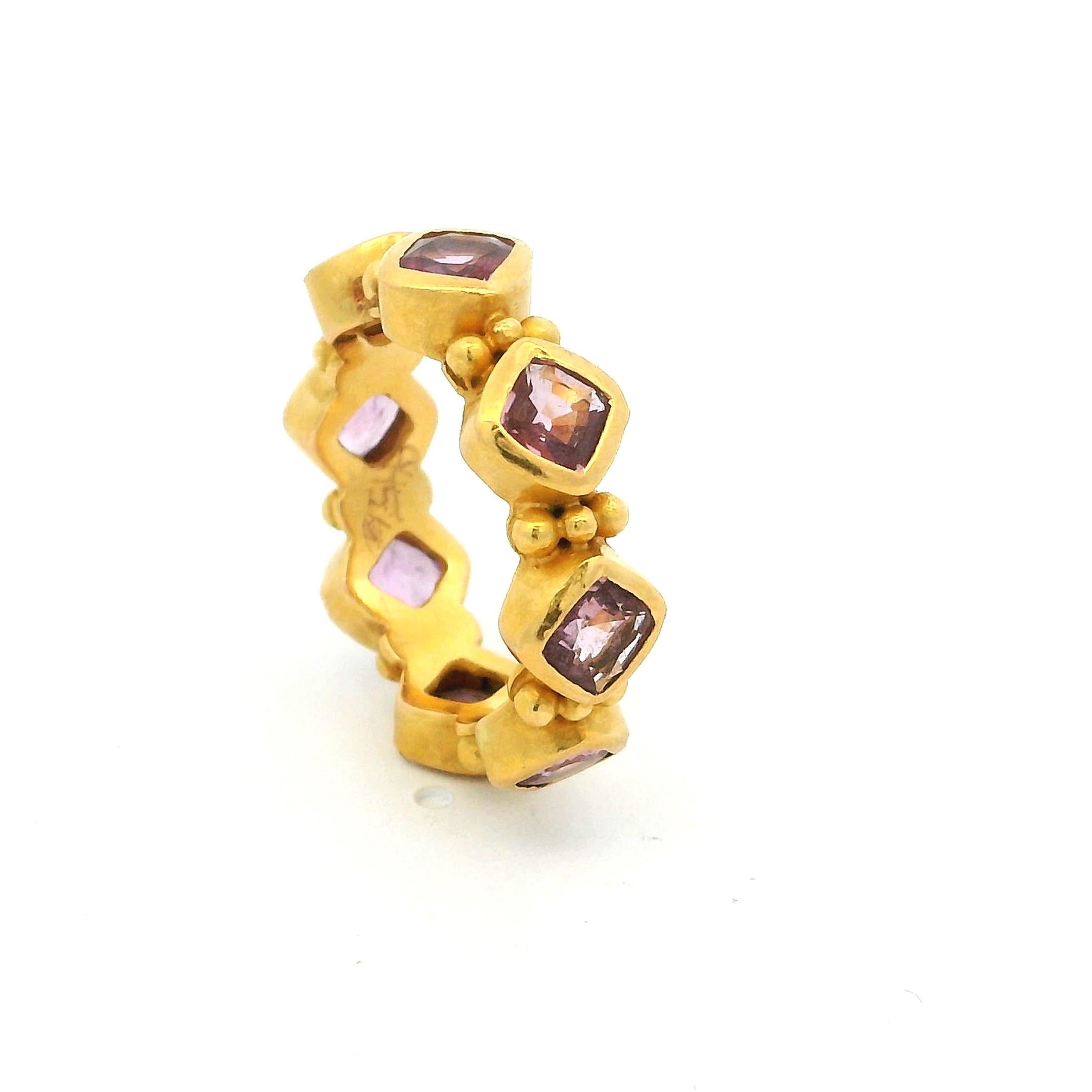 Anillo Eterno Revival Etrusco de Oro Amarillo de 22 K con Turmalina Rosa, Italiano en venta 2