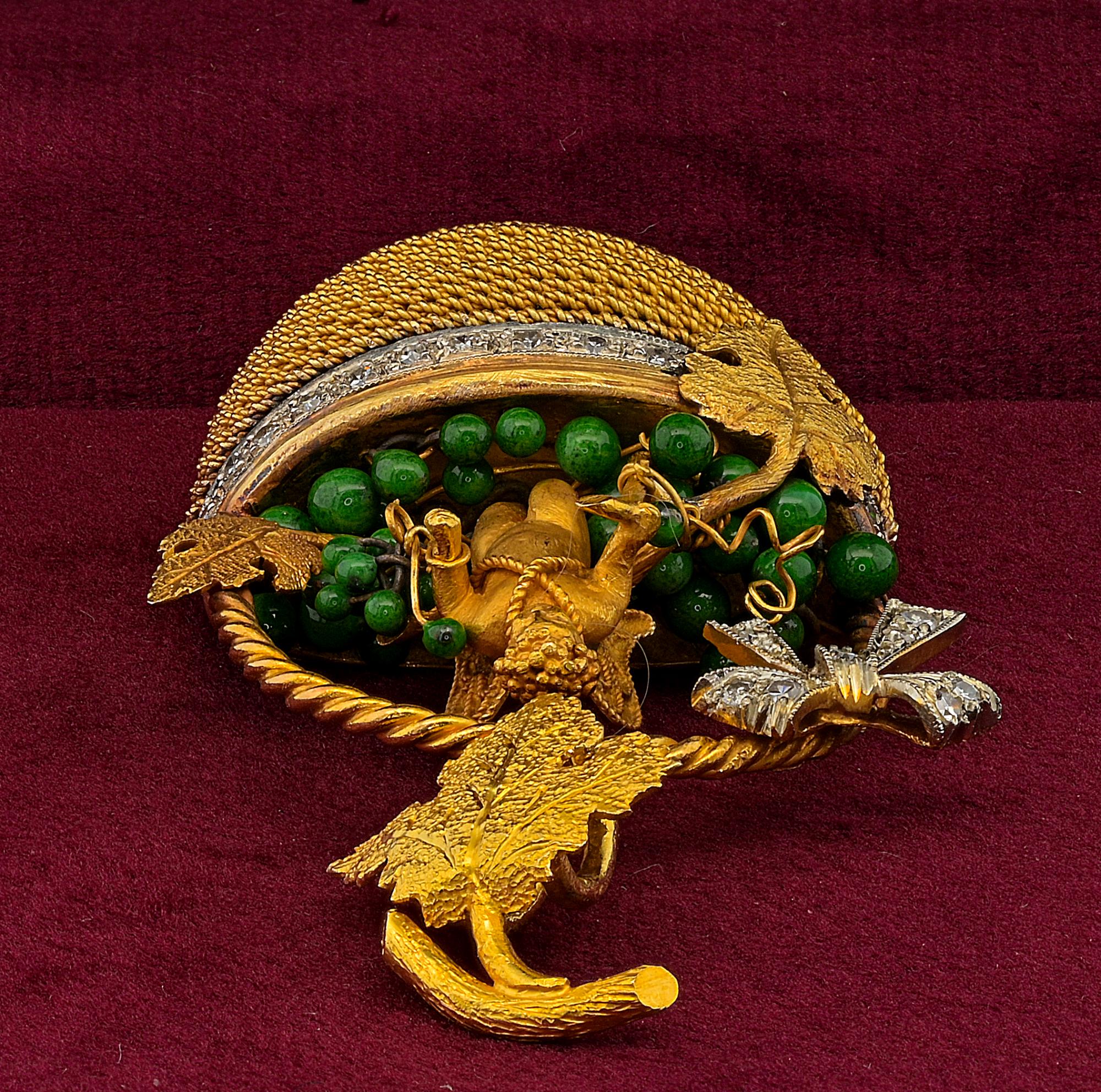 Ciondolo etrusco revival Bacchus Allegory Amazing 18 KT Diamond Enamel Rare in vendita 2