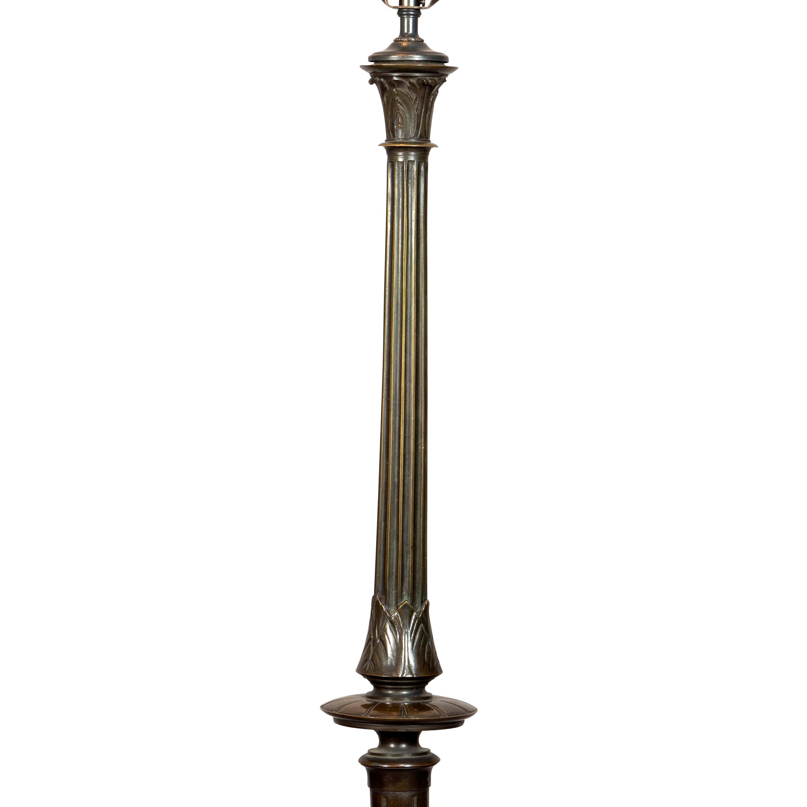 Etruscan Revival Bronze Floor Lamp In Good Condition For Sale In Essex, MA