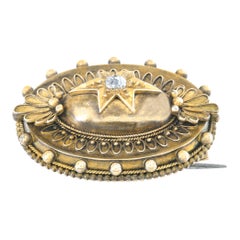 Broche Antique Revival, Circa 1990, Epoque victorienne Broche en or 18k