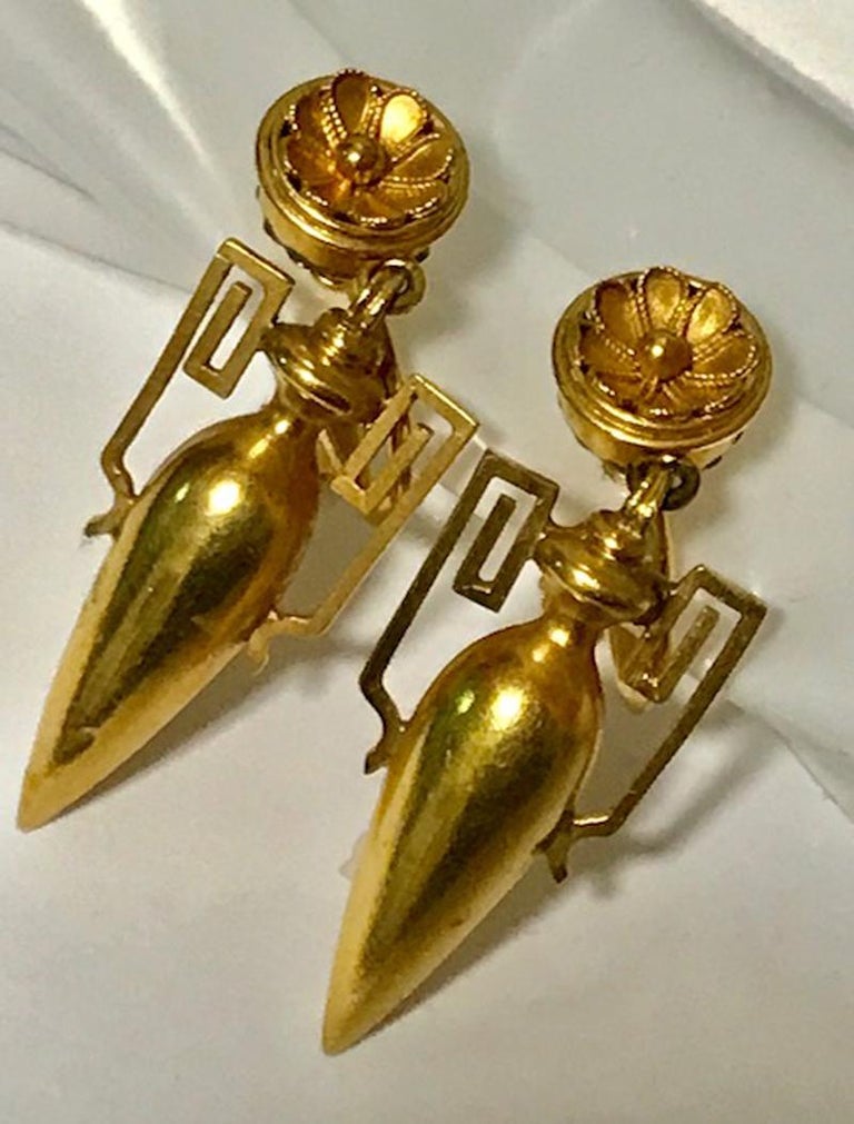 Etruscan Revival Gold Amphora Earrings at 1stDibs