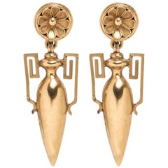 Etruscan Revival Gold Amphora Earrings