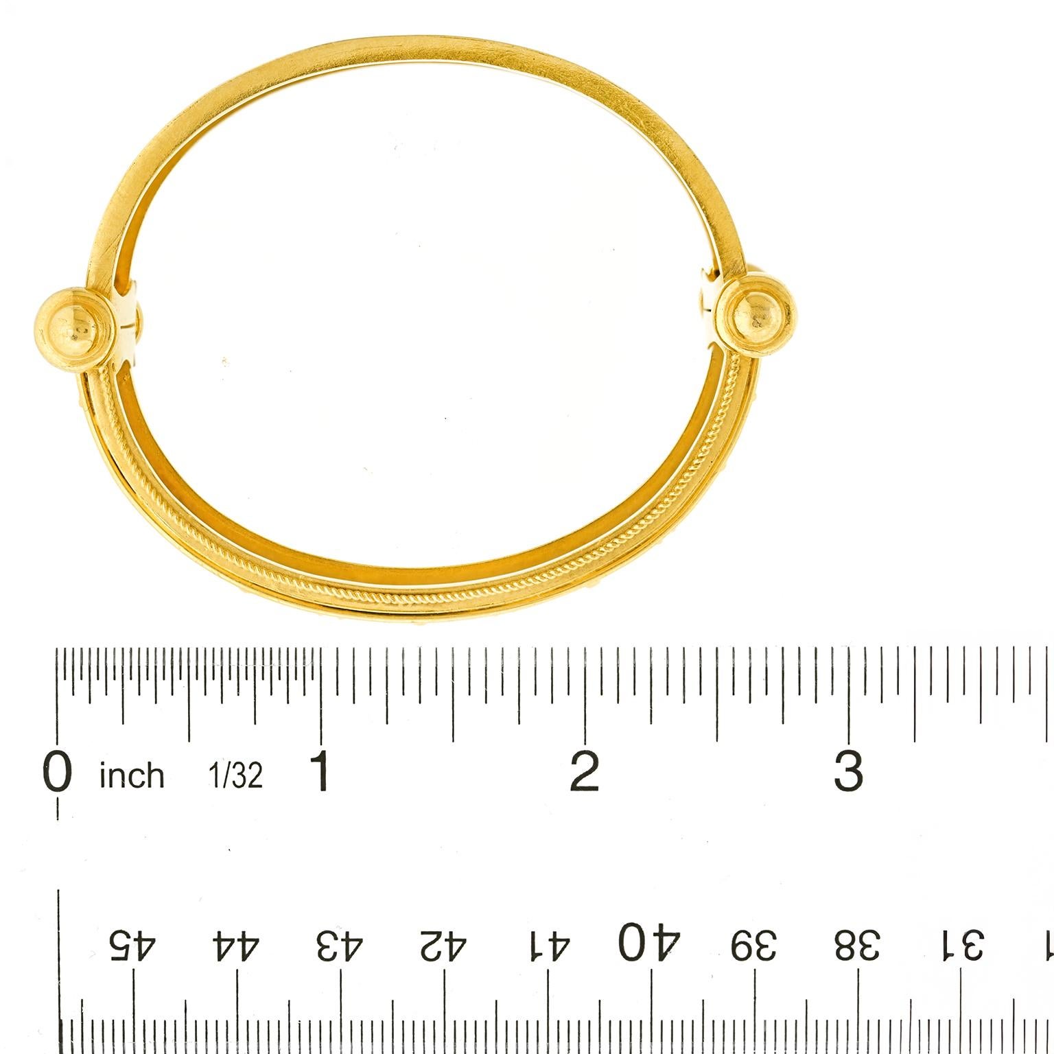 Etruscan Revival Gold Bangle For Sale 2