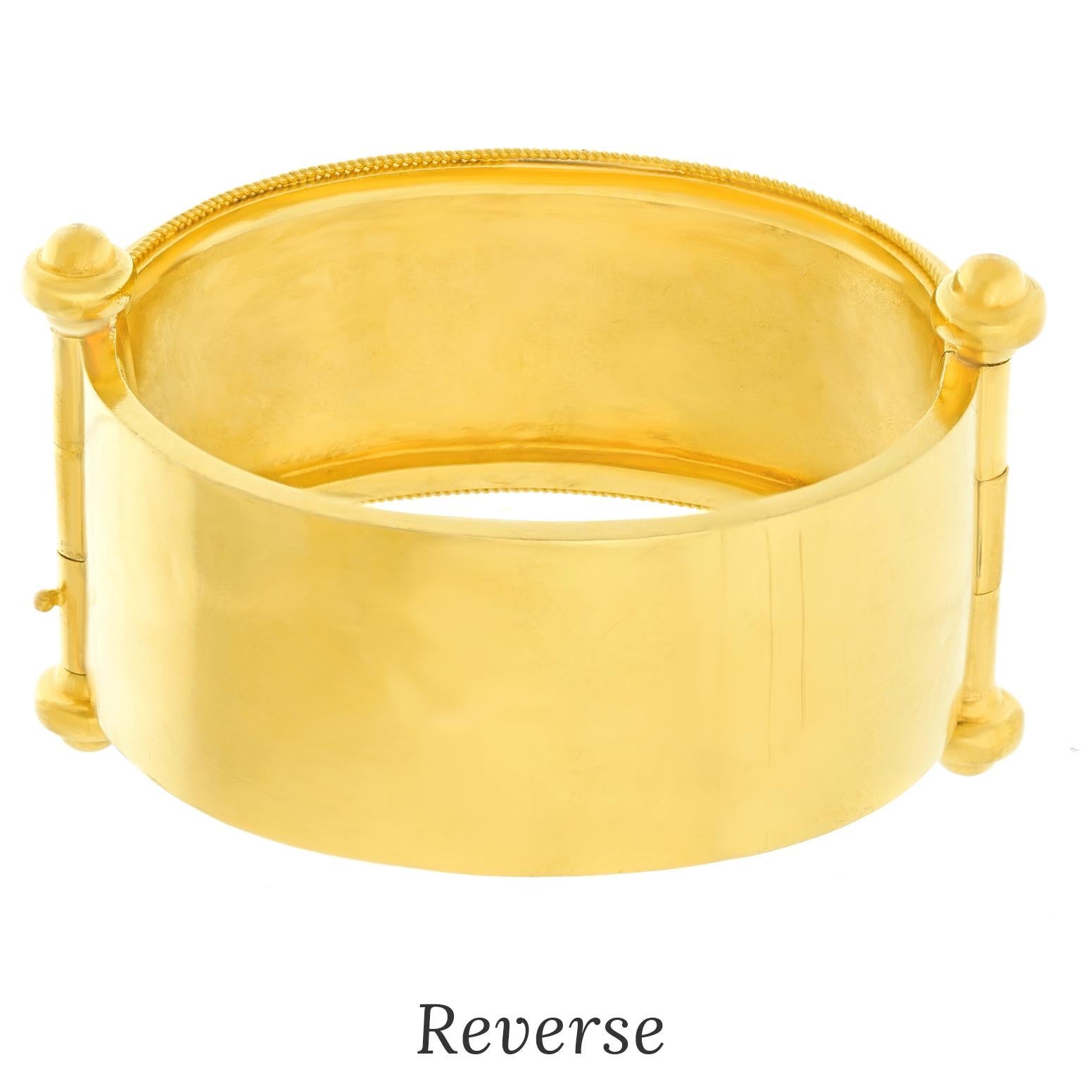 Etruscan Revival Gold Bangle For Sale 3